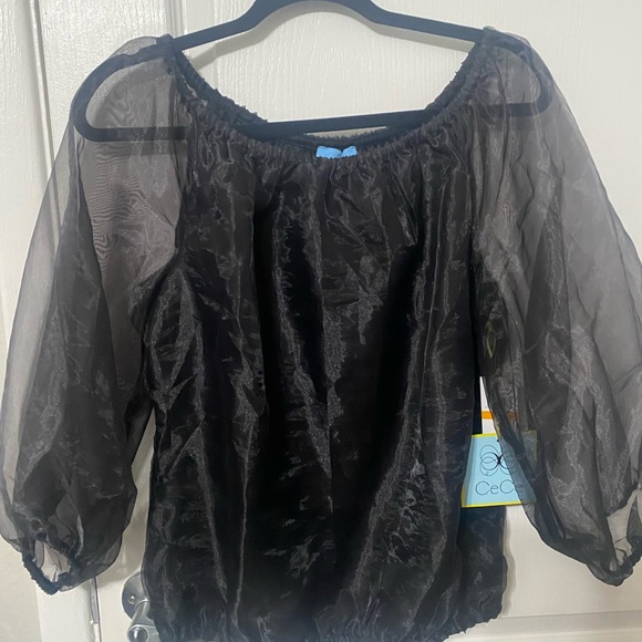 CeCe Black Sheer Women's Top - Picture 1 of 7